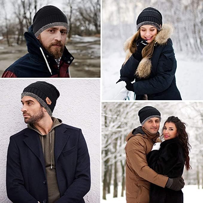 Brand Conquer Wool Beanie Cap & Muffler for Mens & Women – Winter Cap for Men – Men’s Woolen Cap with Neck Muffler – Winter Muffler for Women – Soft Woolen Muffler & Cap for Men & Women Black
