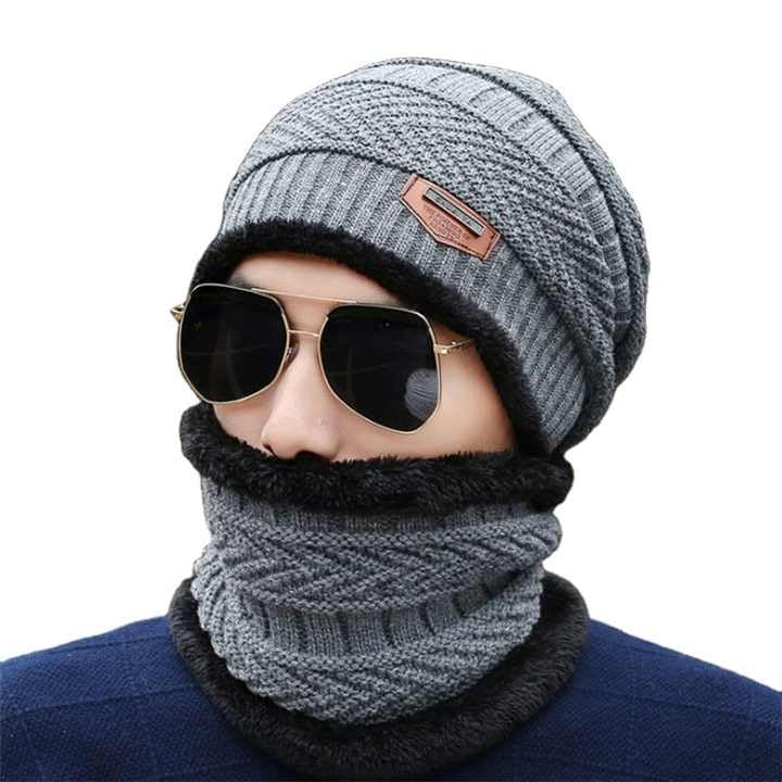 Brand Conquer Wool Beanie Cap & Muffler for Mens & Women – Winter Cap for Men – Men’s Woolen Cap with Neck Muffler – Winter Muffler for Women – Soft Woolen Muffler & Cap for Men & Women Black
