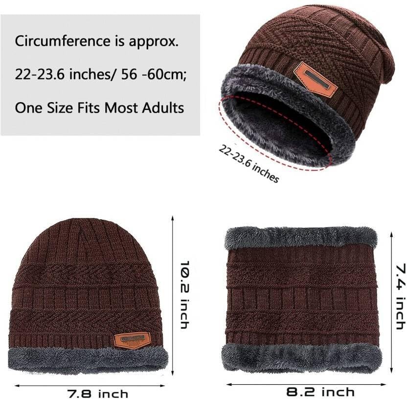 Brand Conquer Wool Beanie Cap & Muffler for Mens & Women – Winter Cap for Men – Men’s Woolen Cap with Neck Muffler – Winter Muffler for Women – Soft Woolen Muffler & Cap for Men & Women Black