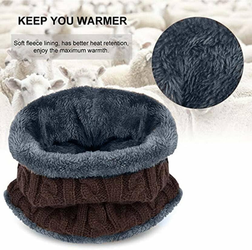 Brand Conquer Wool Beanie Cap & Muffler for Mens & Women – Winter Cap for Men – Men’s Woolen Cap with Neck Muffler – Winter Muffler for Women – Soft Woolen Muffler & Cap for Men & Women Black