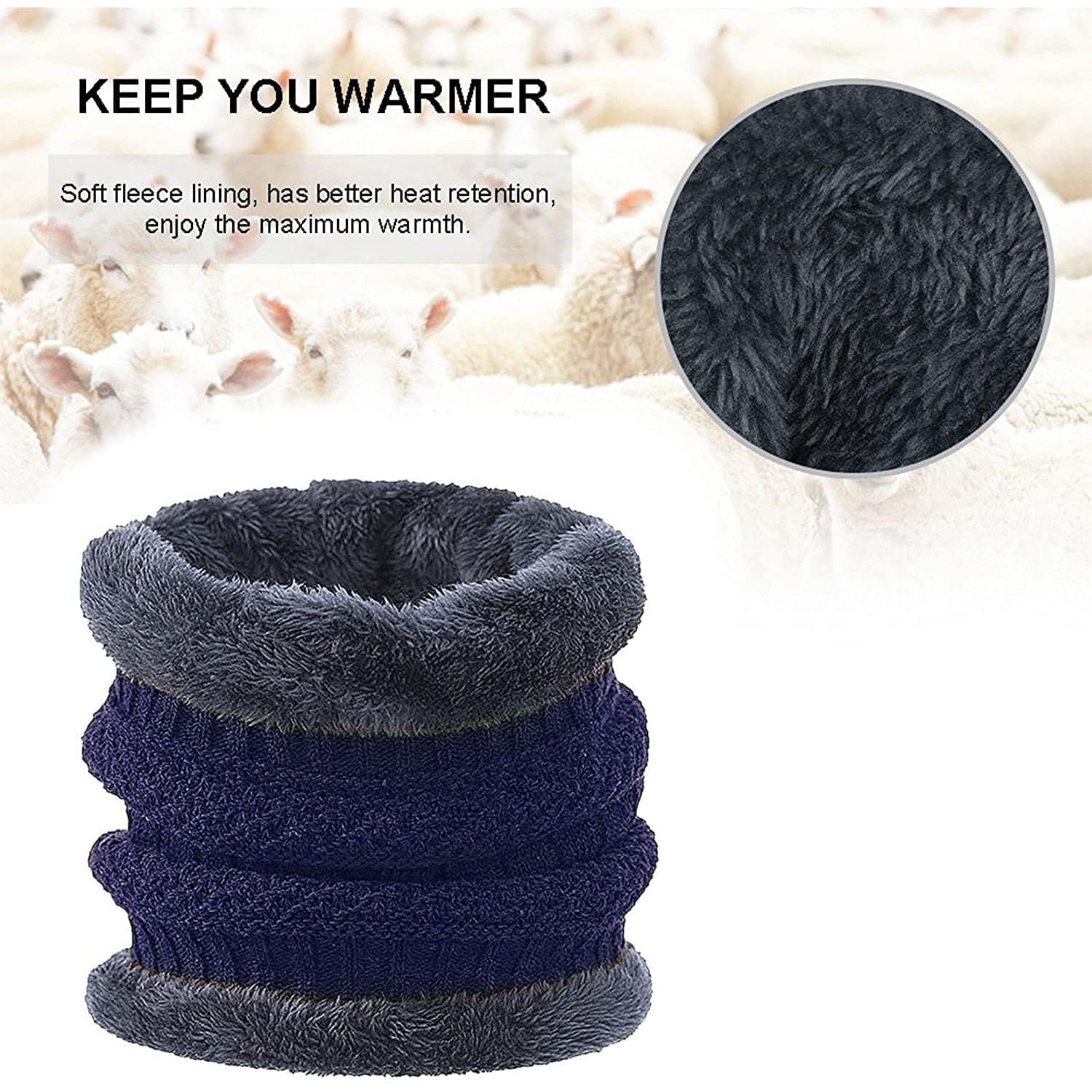 Brand Conquer Wool Beanie Cap & Muffler for Mens & Women – Winter Cap for Men – Men’s Woolen Cap with Neck Muffler – Winter Muffler for Women – Soft Woolen Muffler & Cap for Men & Women Black