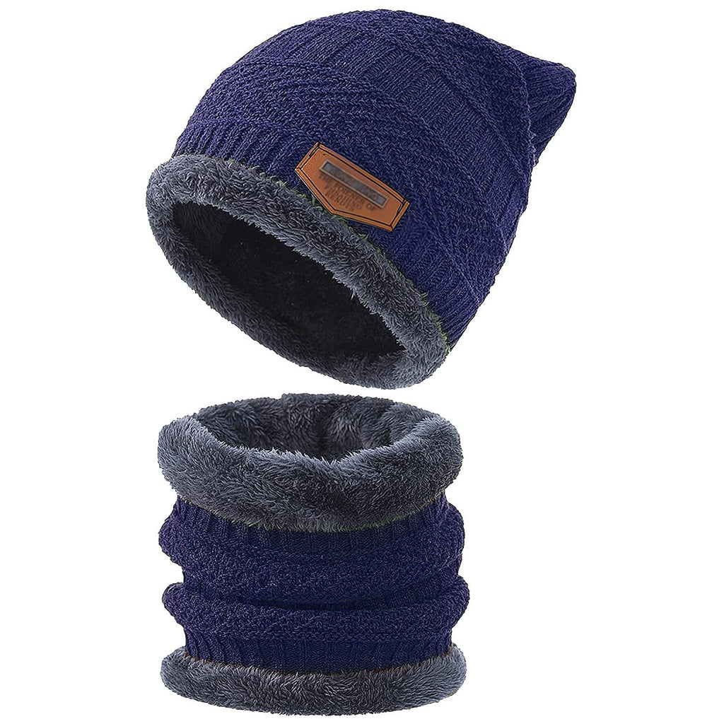 Brand Conquer Wool Beanie Cap & Muffler for Mens & Women – Winter Cap for Men – Men’s Woolen Cap with Neck Muffler – Winter Muffler for Women – Soft Woolen Muffler & Cap for Men & Women Black