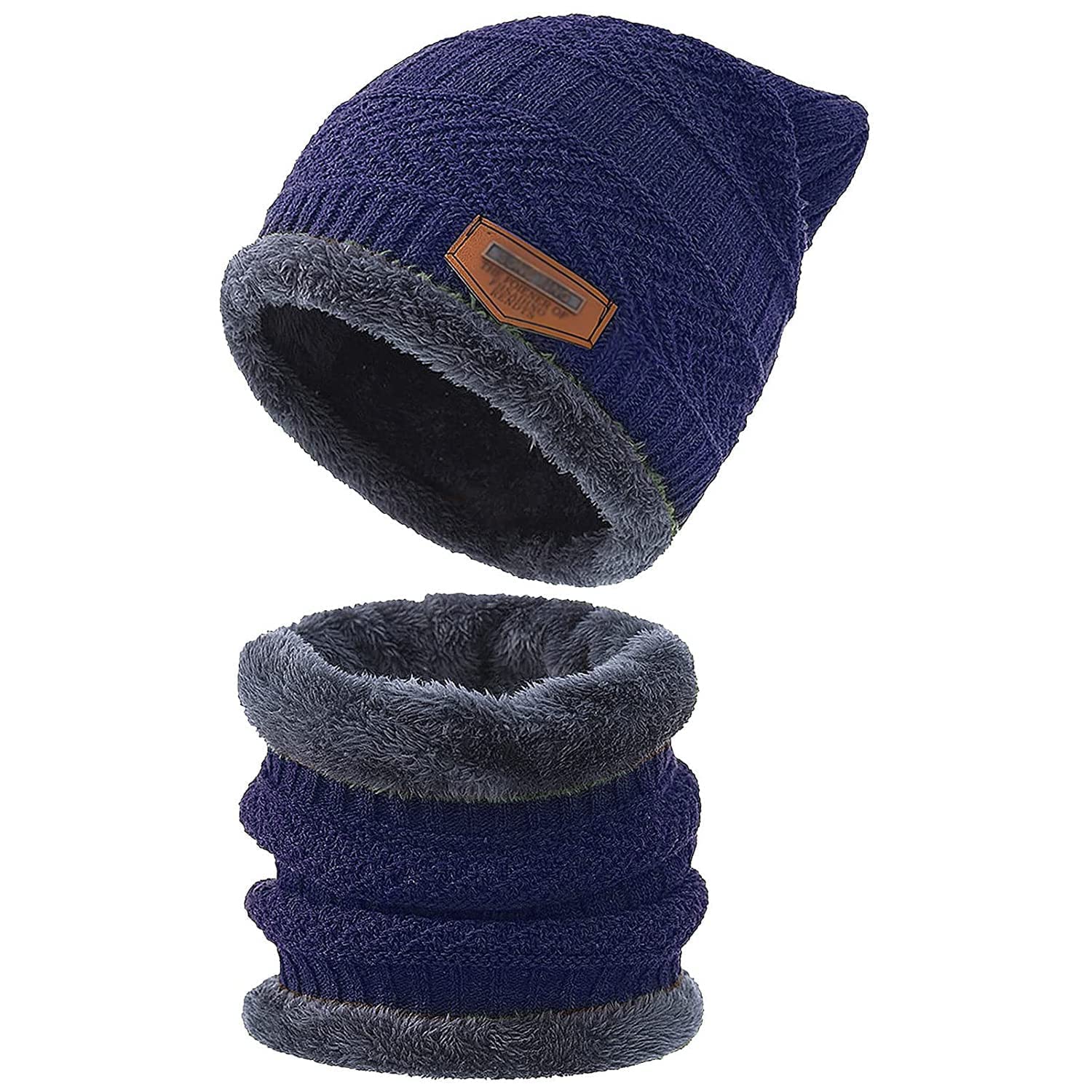 Brand Conquer Wool Beanie Cap & Muffler for Mens & Women – Winter Cap for Men – Men’s Woolen Cap with Neck Muffler – Winter Muffler for Women – Soft Woolen Muffler & Cap for Men & Women Black