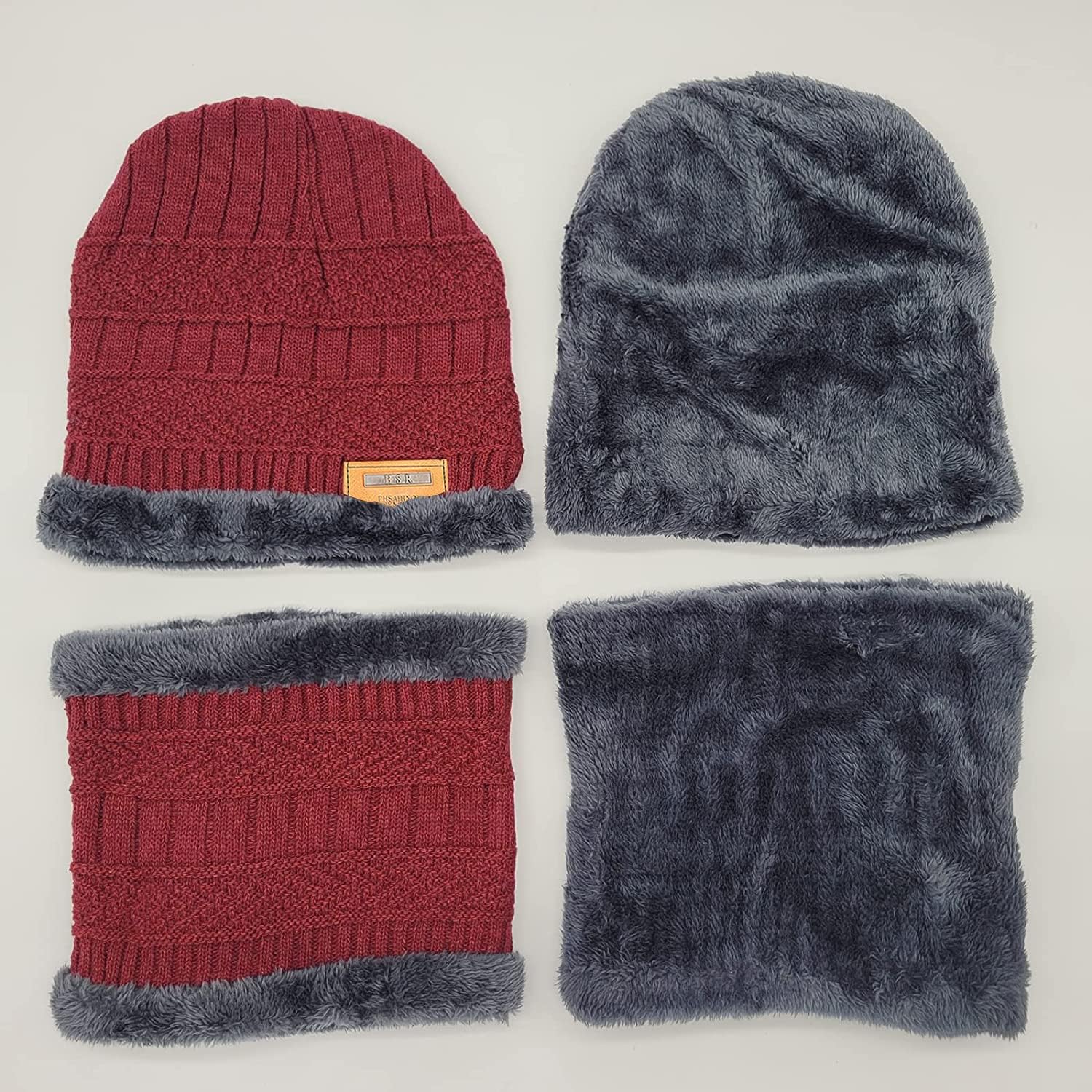 Brand Conquer Wool Beanie Cap & Muffler for Mens & Women – Winter Cap for Men – Men’s Woolen Cap with Neck Muffler – Winter Muffler for Women – Soft Woolen Muffler & Cap for Men & Women Black